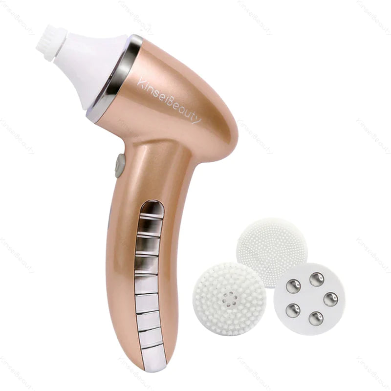 4In1 Wash Facial Cleansing Brush Sonic Vibration Face Cleaner Deep Cleaning Massage with Replace 4 Heads Face Cleaning Apparatus
