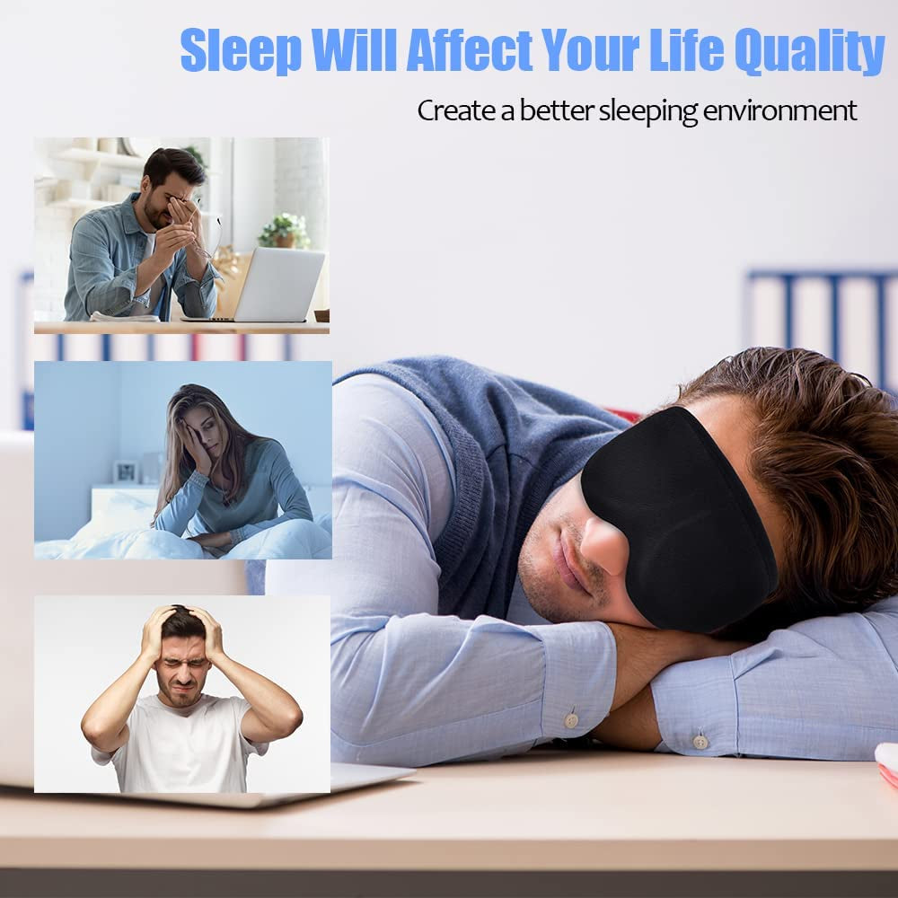 Sleep Eye Mask for Women Men: Soft Foam Comfortable Sleeping Mask, Eye Cover Blindfold at Night Block Out Light Eye Shade Cover for Travel Yoga Nap, Black